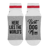 Here Lies The World's Best Dog Mom Lumberjack Socks - Sock Dirty To Me