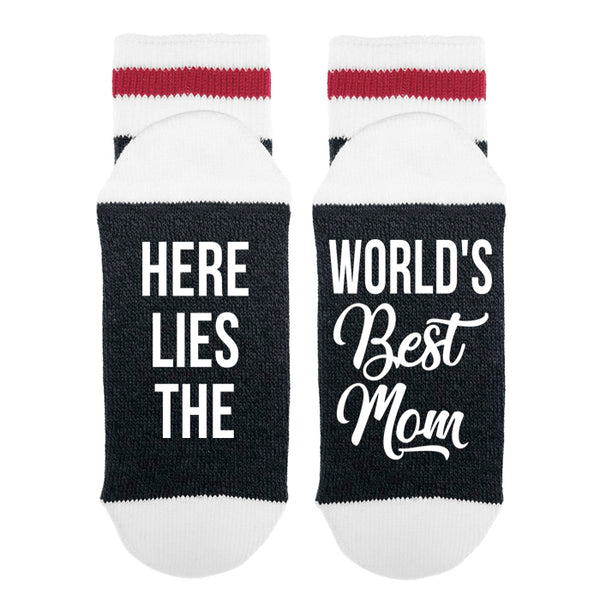 Here Lies The - World's Best Mom Lumberjack Socks - Sock Dirty To Me