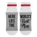 Here Lies The - World's Best Mom Lumberjack Socks - Sock Dirty To Me