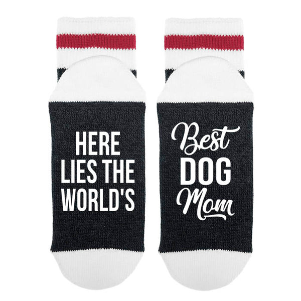 Here Lies The World's Best Dog Mom Lumberjack Socks - Sock Dirty To Me