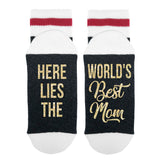 Here Lies The - World's Best Mom Lumberjack Socks - Sock Dirty To Me