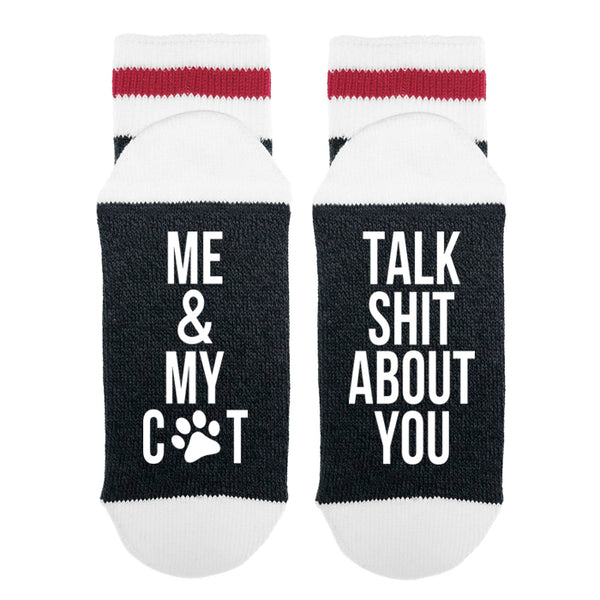 Me & My Cat Talk Shit About You Lumberjack Socks - Sock Dirty To Me