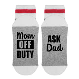 Mom Off Duty Ask Dad Lumberjack Socks - Sock Dirty To Me