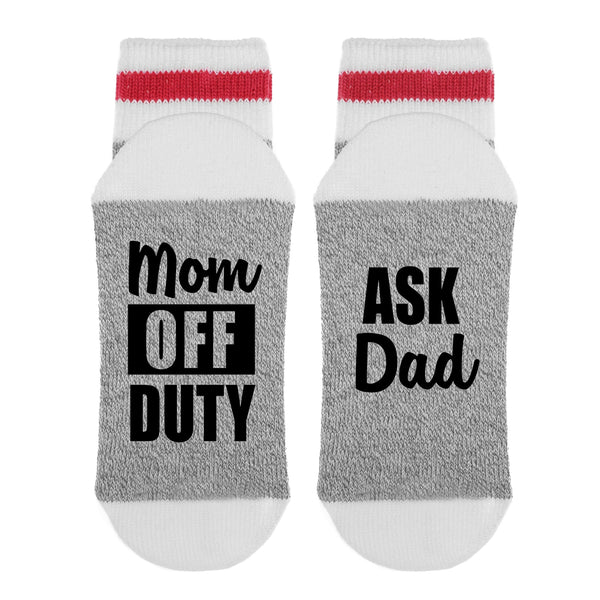 Mom Off Duty Ask Dad Lumberjack Socks - Sock Dirty To Me