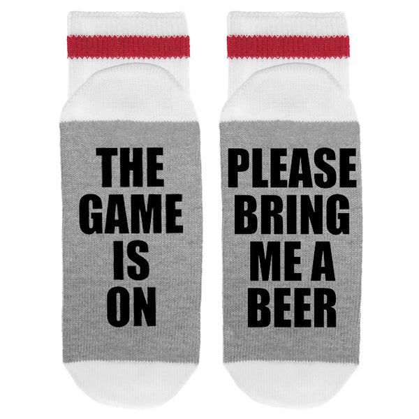 The Game Is On Please Bring Me A Beer Lumberjack Socks - Sock Dirty To Me